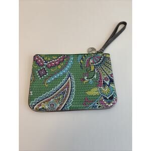 Vera Bradley Emerald‎ Paisley Shimmer Sequin Zip Top Wristlet